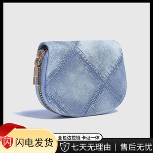 超薄迷你卡包多功能钥匙口红收纳小钱包 复古牛仔小手包女简约新款