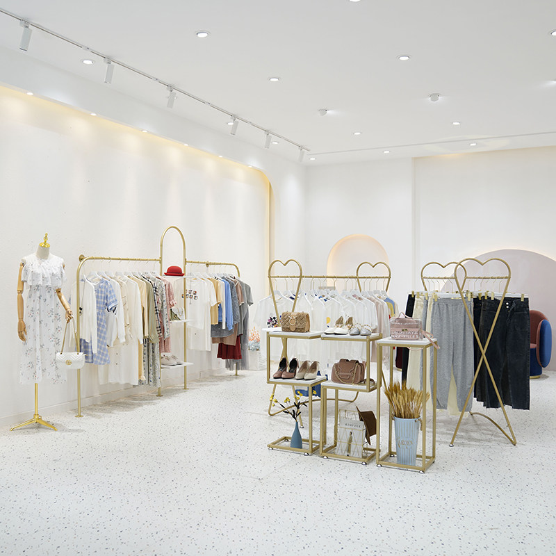女服装店铺展示架上墙壁挂式挂衣服的架子落地式组合童装陈列货架