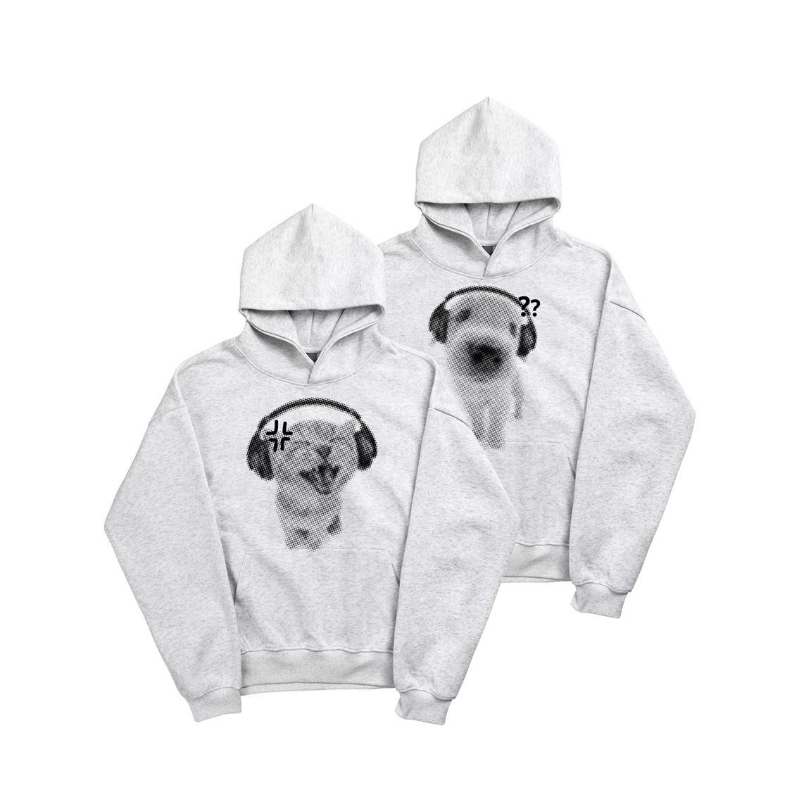 ATOP优等生趣味小狗印花连帽卫衣男女情侣款宽松帽衫美式高街风