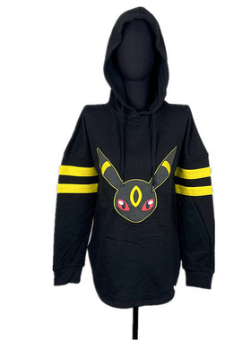 黑色抓绒pika~卡通精灵刺绣印花皮卡丘女款连帽套头卫衣街头修身
