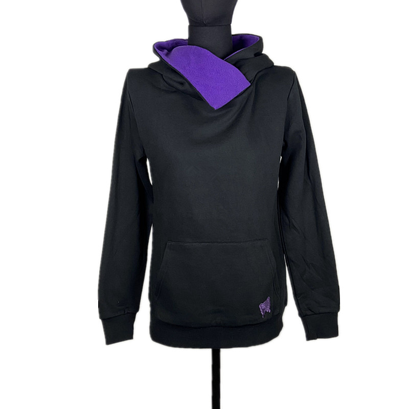 蝴蝶骷髅中性风连帽卫衣女士宽松撞色拼接长袖口袋简约外套上衣