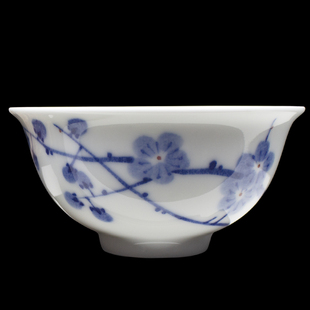 家用高脚碗高温白瓷 景德镇青花瓷饭碗画师定制手绘釉下彩饭碗中式