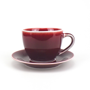 景德镇郎红咖啡杯碟套装轻奢高温陶瓷咖啡器具一杯一碟高端纯色