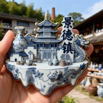 江西景德镇金属冰箱贴磁贴2026新款婺源城市文创磁吸展示板纪念品