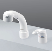 日本直送KVK洗面盆用两孔抽拉升降混合龙头11度倾斜款 洗发淋浴