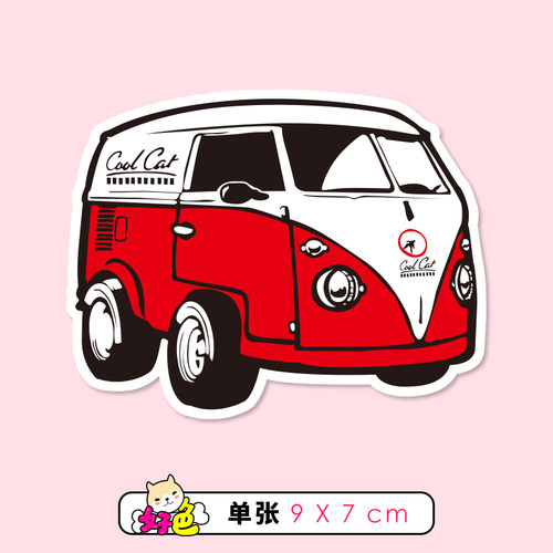 大众巴士行李箱贴纸个性潮牌笔记本电脑滑板拉杆箱子单张