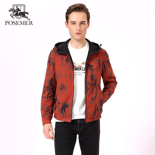 Posemer/堡马25新颖爆款双面穿夹克便捷时尚潮流百搭好看数码印花