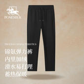 PSM 潮流时 慢跑裤 2025秋冬新款 加绒锦氨弹力蓄热保暖男士