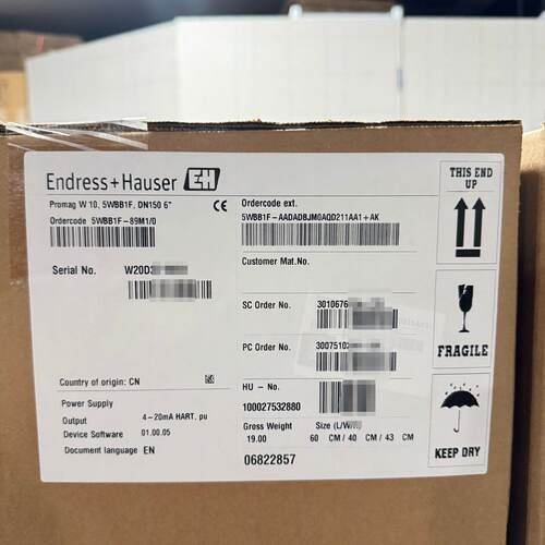E+H 5WBB1F 电磁流量计 PN10法兰 内衬PTFE HC电极议价维修