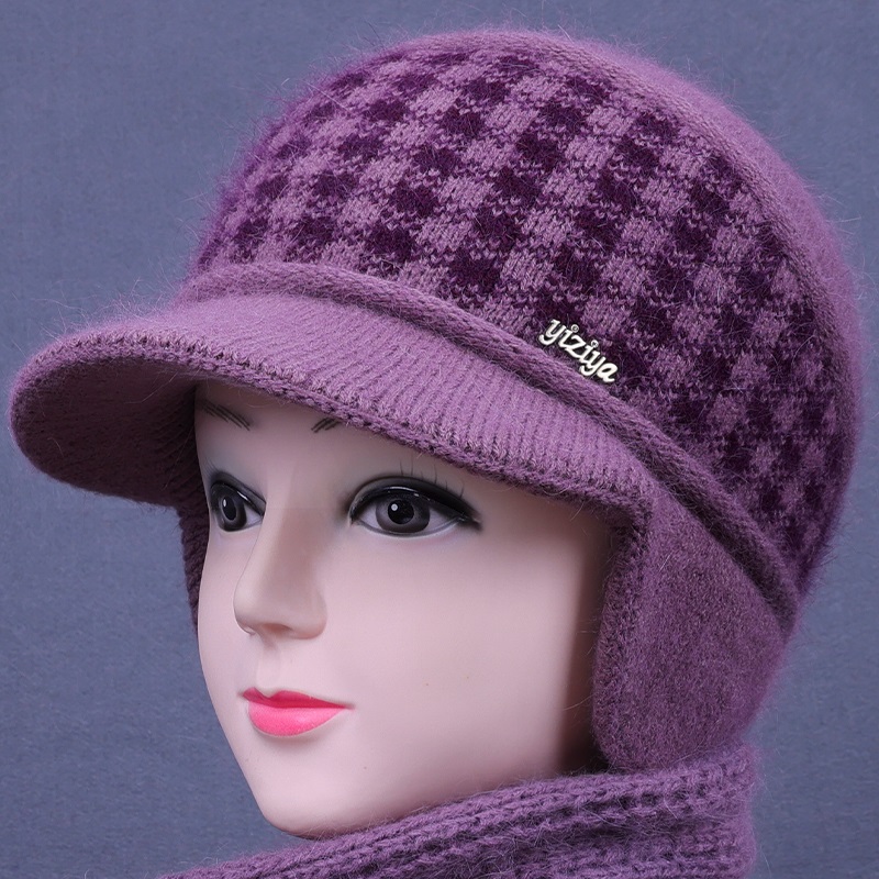 中老年人帽子女秋冬天妈妈加绒厚保暖护耳毛线帽老人奶奶防寒棉帽