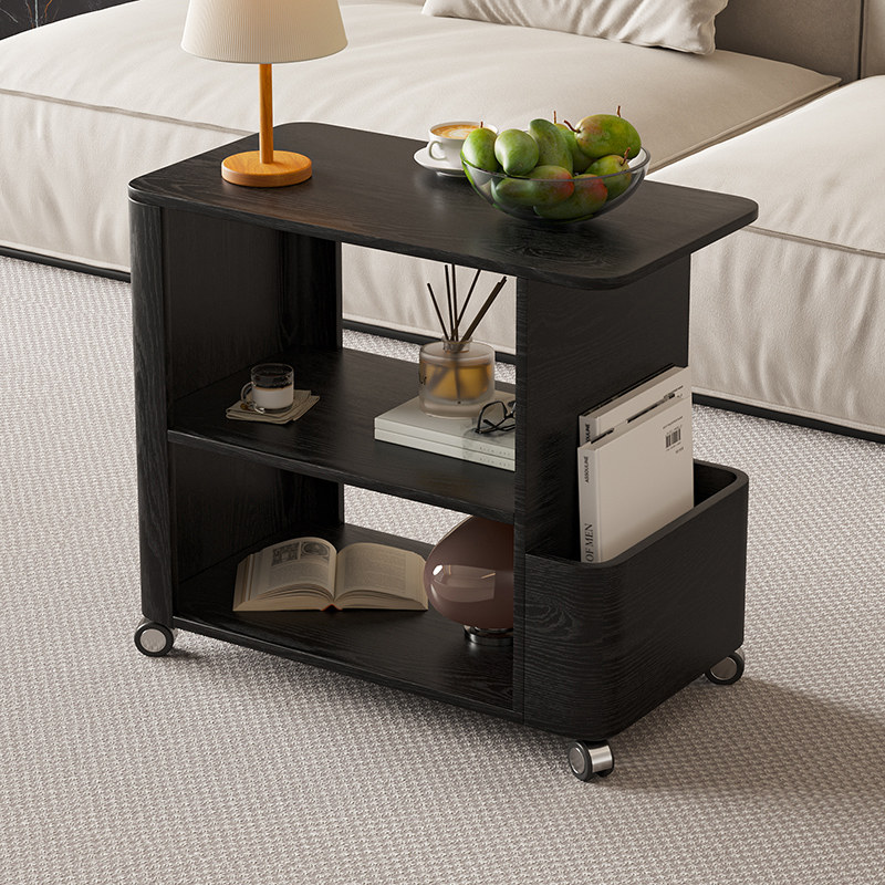 客厅实木边几可移动沙发边桌意式极简边柜小推车茶几多功能置物架