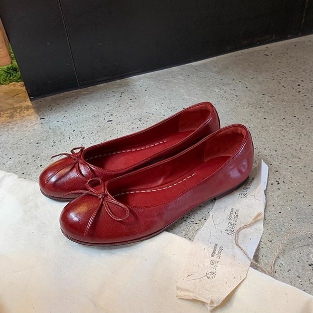 蝴蝶结平底浅口芭蕾玛丽珍鞋子女