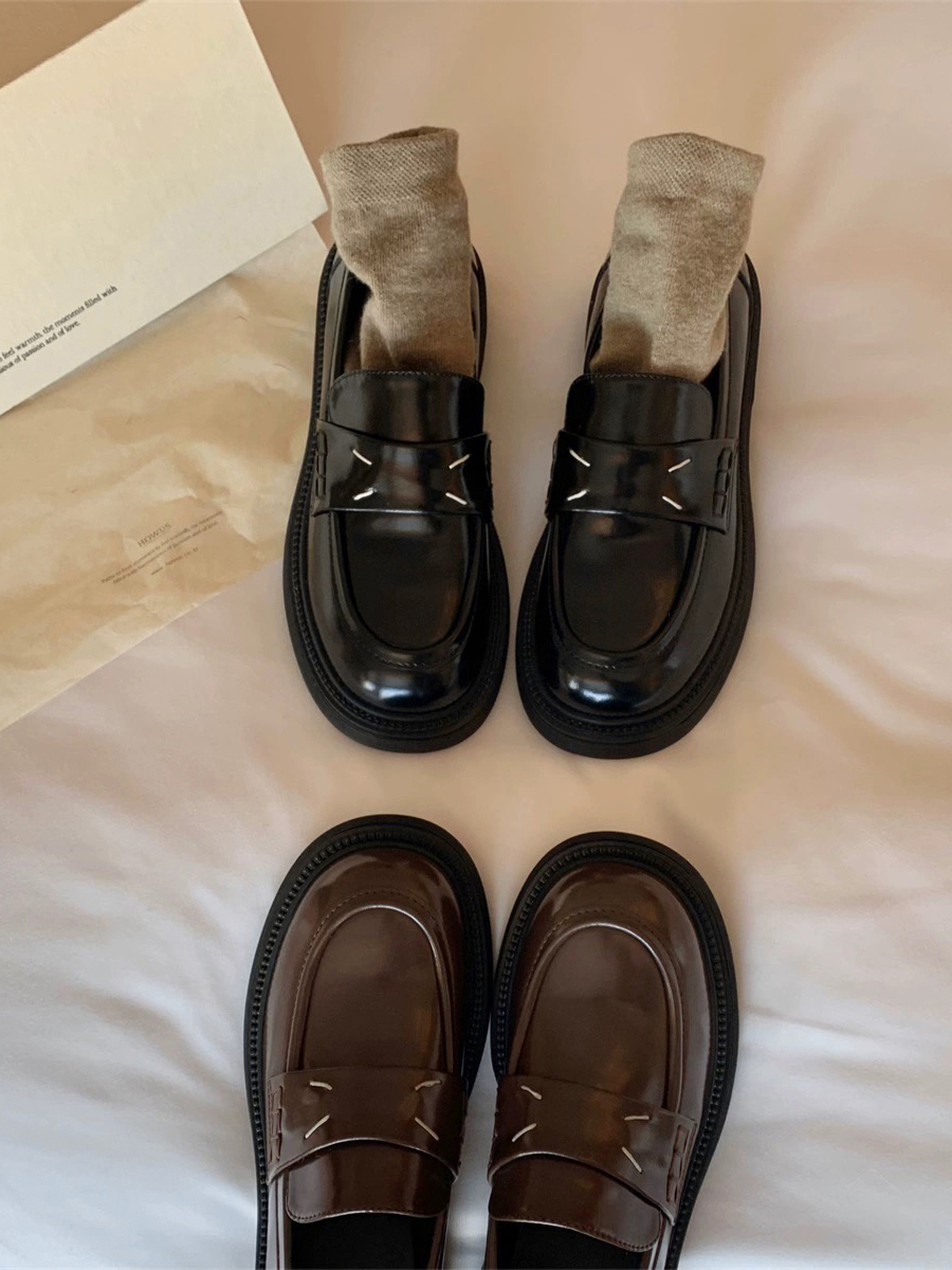 英伦风小皮鞋女一脚蹬休闲单鞋