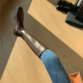 显瘦大小码 长靴女不过膝2025秋冬新款 弹力长筒靴瘦瘦靴高筒骑士靴