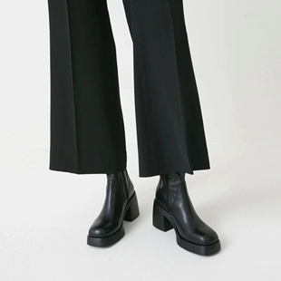 2026秋冬新款小个子粗跟高跟马丁靴女高级感厚底中筒骑士靴瘦瘦靴