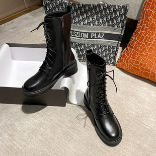 瘦瘦靴炸街2025年春秋单靴新款 马丁靴女英伦风短靴骑士靴中筒靴女