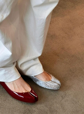 2025春秋新款法式红色乐福鞋分趾鞋女软底玛丽珍单鞋芭蕾舞平底鞋