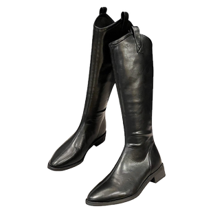 骑士靴女长筒靴2025年新款百搭尖头中筒西部牛仔靴高筒马丁靴子女