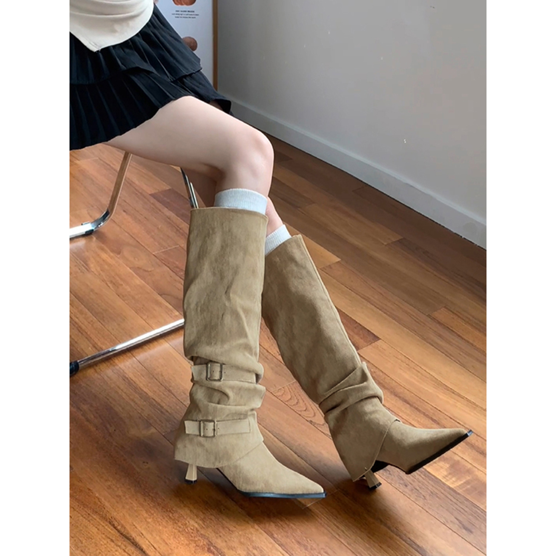 高筒骑士靴子女细跟不过膝长筒靴