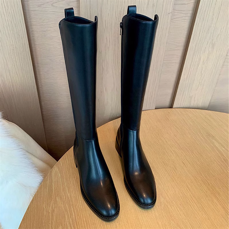 侧拉链骑士马丁靴高筒靴长筒靴