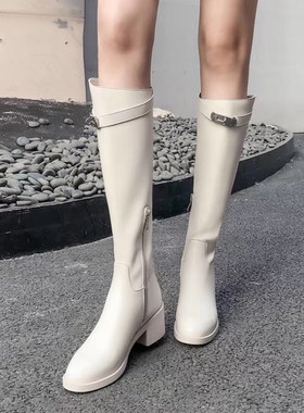 长靴女2020冬季新款靴子不过膝长筒靴皮靴中筒骑士靴平底高筒靴女