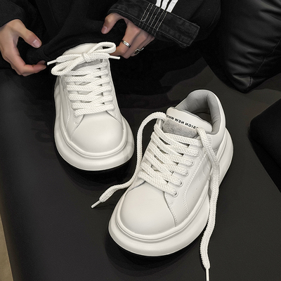 增高厚底板鞋高级感百搭小白鞋