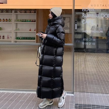 95白鹅绒羽绒服女2024冬新超长款过膝加厚到脚踝超厚东北情侣外套