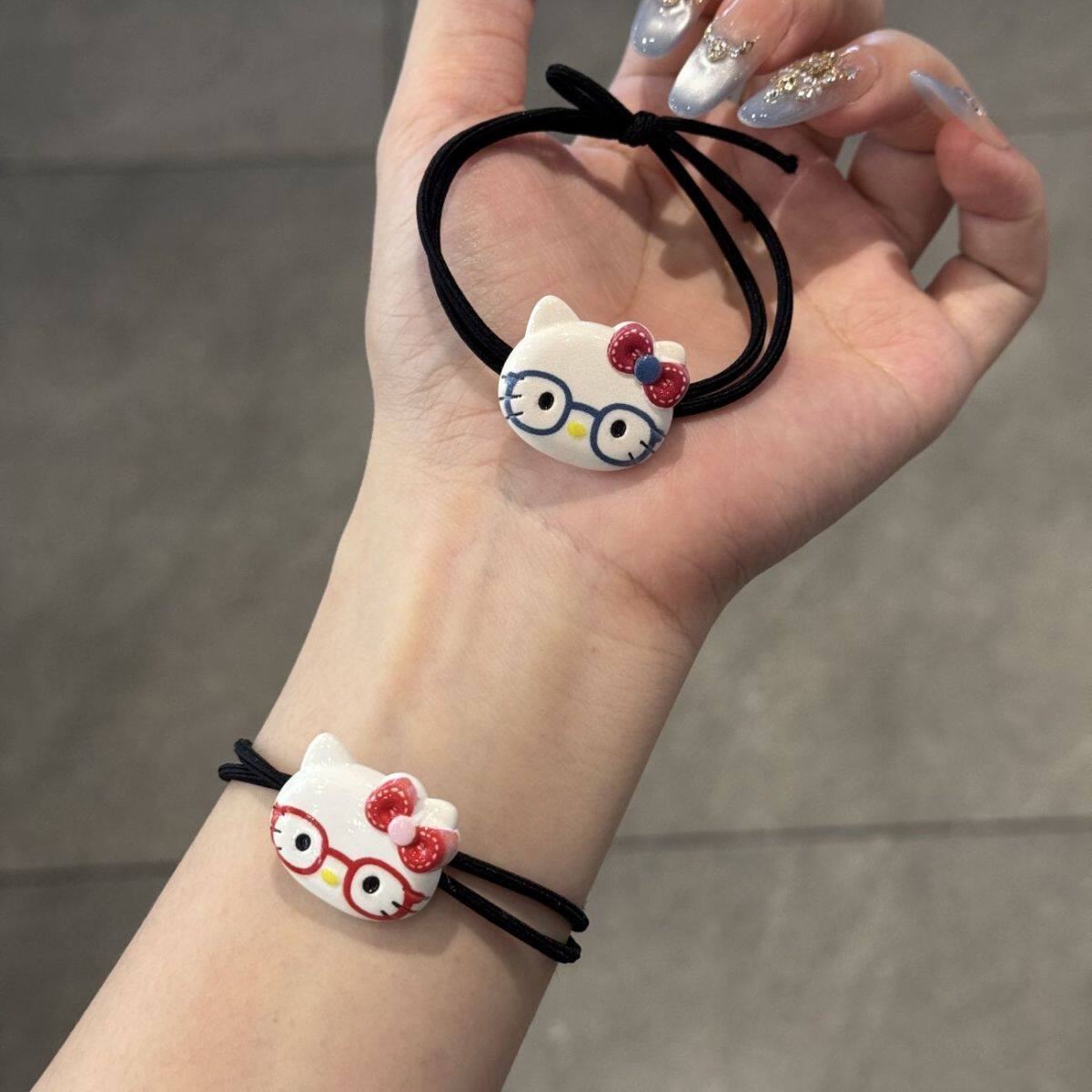 可爱眼睛KT猫发绳送男友小皮筋甜美少女闺蜜手绳卡通百搭扎头发圈
