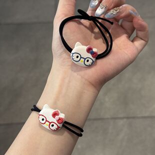 可爱眼睛KT猫发绳送男友小皮筋甜美少女闺蜜手绳卡通百搭扎头发圈