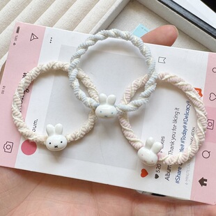 可爱小兔马卡龙色发绳ins学生甜美头绳凯蒂情侣发圈皮筋百搭发饰