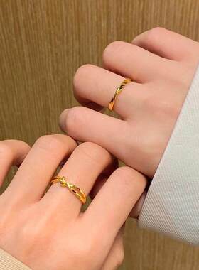 周家无尽循环戒指黄金色打结戒指