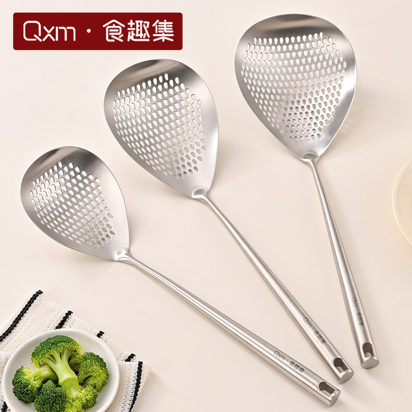 食品级316L不锈钢漏勺捞勺大笊篱图片