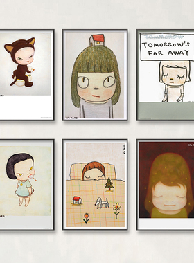 奈良美智娃娃Yoshitomo Nara装饰画日式风客厅餐厅卧室高级感挂画