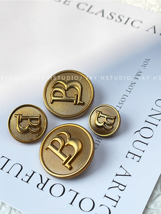 扣子 PB复古风英文圆形金属古铜色纽扣百搭大衣外套风衣线衫 Jay