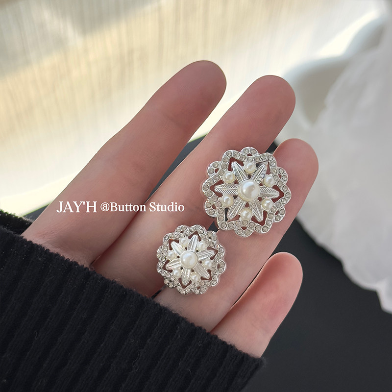Jay'H 镂空花形金属纽扣小香风外套毛衣扣子大衣西装衬衣扣子珍珠
