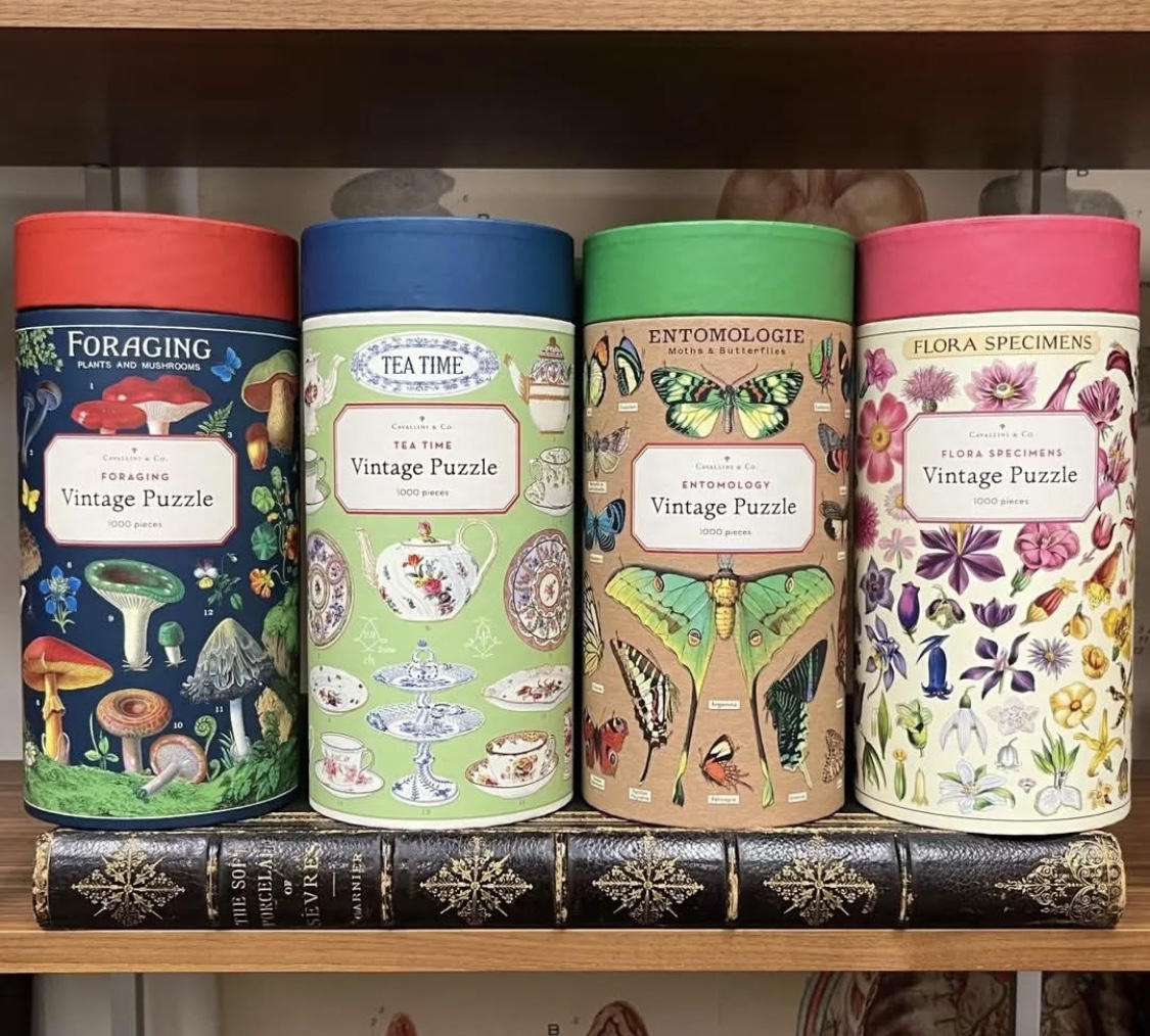 美国cavallini papers拼图新款复古文艺花卉图鉴茶具图鉴蝴蝶图鉴