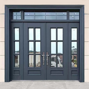 锌合金别墅大门双开门定制农村自建房大门入户门玻璃门家用进户门
