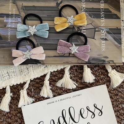 银丝蝴蝶结发圈儿童发饰不伤发女孩小皮筋女童头绳小号星星发绳