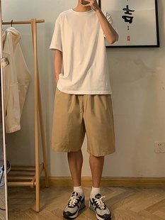 五分裤 潮牌ins夏季 男女街头中性风直筒中裤 短裤 日系宽松纯棉工装