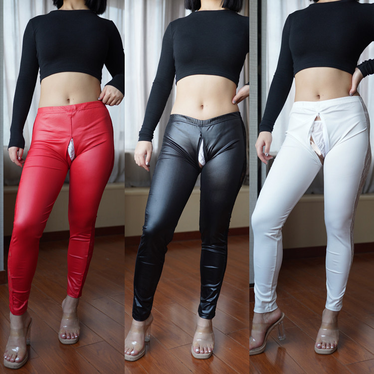 新款户外全拉链开裆皮裤隐形开裆女式紧身PU打底裤情侣野外方便漏,男装,休闲裤,淘宝优惠券,粉丝福利购,淘宝优惠卷