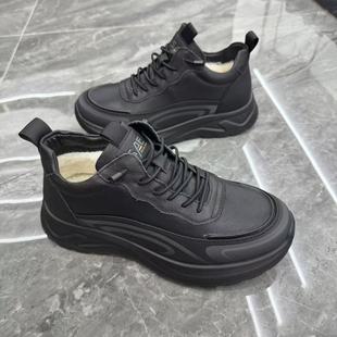 冬季新款真皮羊毛保暖加绒加厚皮毛一体东北大棉鞋运动休闲防滑鞋