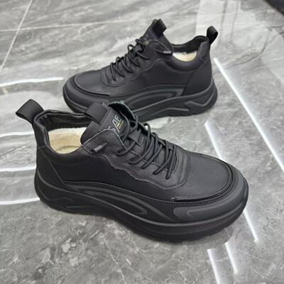 冬季新款真皮羊毛保暖加绒加厚皮毛一体东北大棉鞋运动休闲防滑鞋