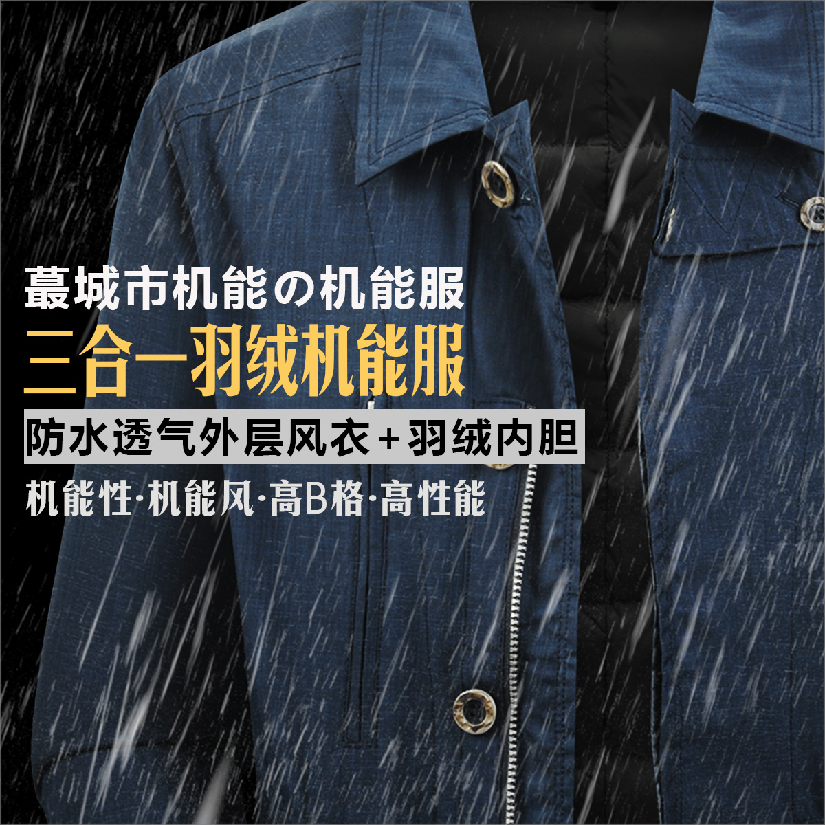 【三合一羽绒机能服】19123户外运动城市羽绒服风衣冲锋衣两件套