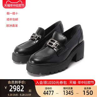 HOGAN女士H649系列厚底粗高跟乐福鞋 HXW6490FD30RW 皮鞋 松糕鞋