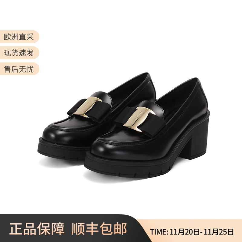 Ferragamo粗高跟乐福鞋莫卡辛鞋