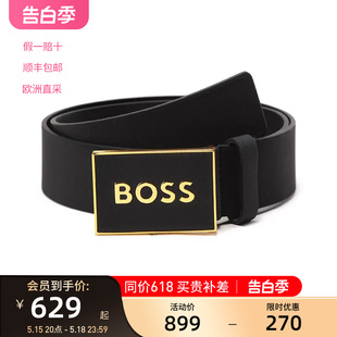 HUGO BOSS 男士 50471333 雨果博斯 不可裁剪板扣式 皮带腰带3.8cm