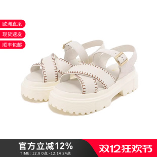 HOGAN新品 HXW6440FJ30 女士H644系列交叉带厚底松糕凉鞋