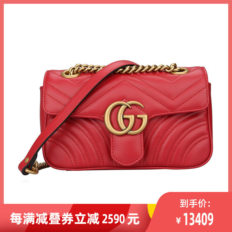 GUCCI 古奇 GG Marmont女士牛皮手提单肩包 446744 DTDIT