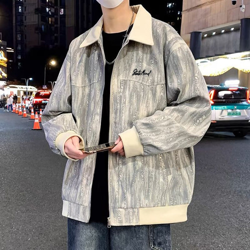 国潮小满花外套男加大码