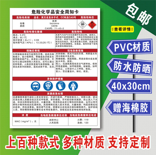 油漆危险化学品安全周知卡易燃有毒职业病危害告知卡PVC可定制